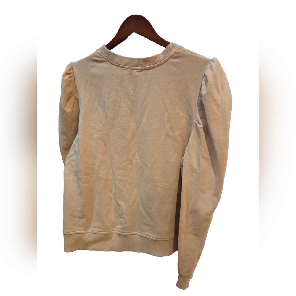 Cynthia Rowley - Beige Crewneck Top Sweater w/ Puff Shoulders - Picture 3 of 7
